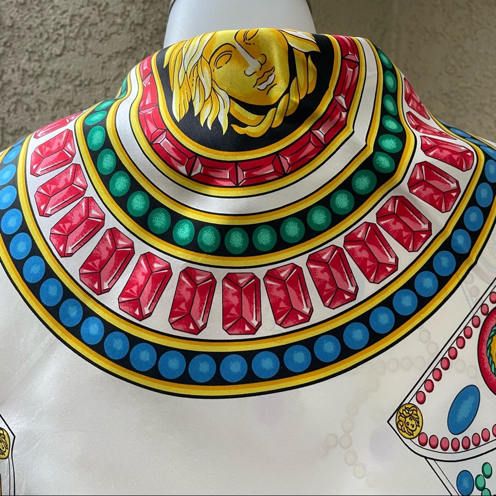 Vintage large multicolored Versace silk scarf
